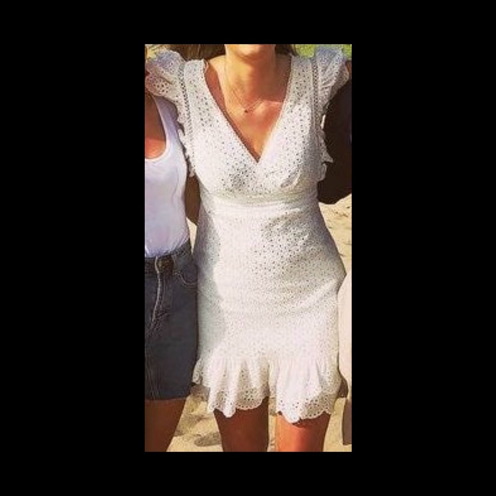 Essue White Eyelet Tiered Ruffle Dress